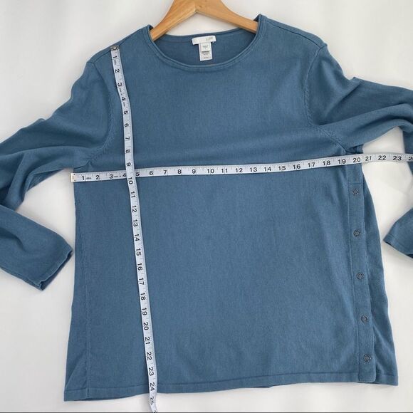 J.Jill French blue snap-side crewneck sweater size large - Picture 4 of 5